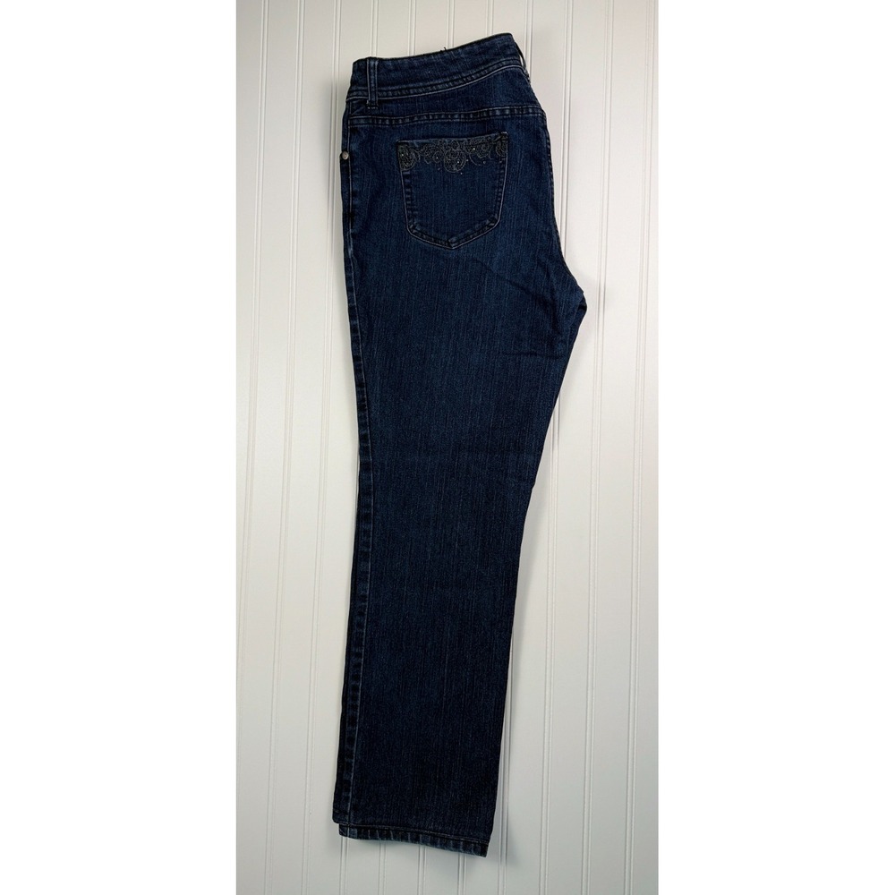 Chico's Jeans Womens Size 1.5 Regular Straight Leg Dark Wash Stretch Denim - Picture 5 of 16